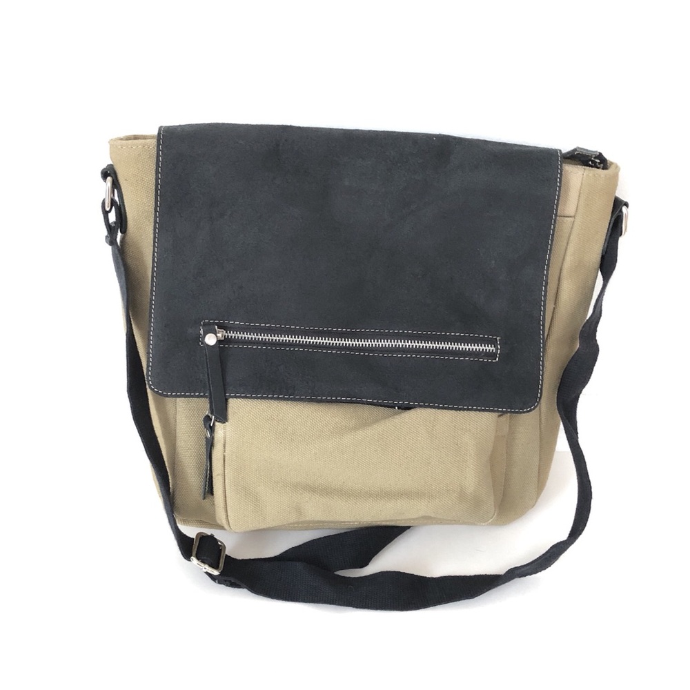 Novica leather and canvas messenger bag